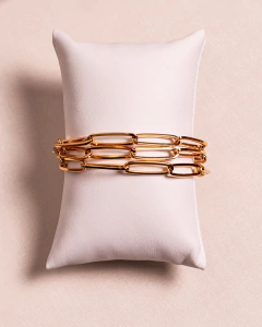 Pulseira tripla elos ovais