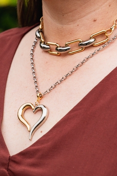 Choker elos quadrados banho duplo - comprar online