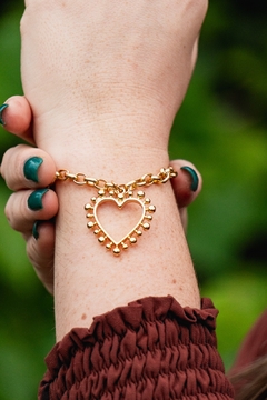 Pulseira coração bolinhas