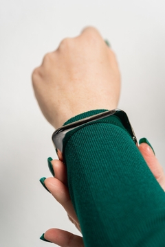 Bracelete quadrado grosso na cor ródio