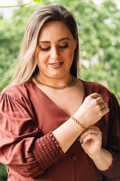 Pulseira em elos gurmet com mistura de banhos - comprar online