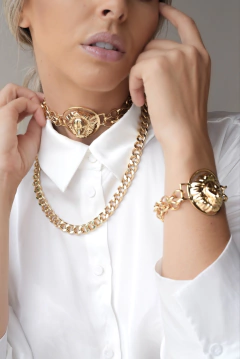 Choker leão na corrente dupla - comprar online