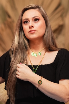 Pulseira com fecho redondo verde, - comprar online