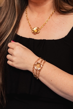 Pulseira tripla em elo portugues pequeno - comprar online
