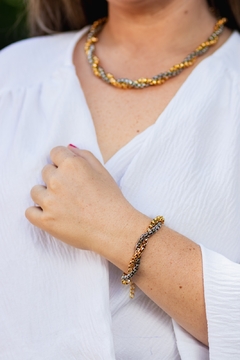 Pulseira na veneziana dupla na cor ródio e ouro, - comprar online