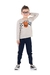 Conjunto de Moletom Blusa Marfim e Calça Azul Marinho Jogos Sku: 1725MF Categoria: MOLETOM MENINOSCONJUNTOS Marca: Ollelê