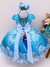 Vestido Infantil Frozen Azul C/ Cinto Pérolas Luxo Princesas - comprar online