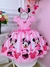 Vestido Infantil Minnie Rosa C/ Cinto de Pérolas Princesas