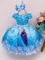 Vestido Infantil Frozen Azul C/ Cinto Pérolas Luxo Princesas na internet