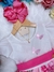 Vestido Infantil Marfim Peito Nervura Saia Rosa Florida 04 ao 16 - comprar online