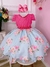 Vestido Infantil Rosa Chiclete Peito Nervura Florido Pérolas Vestido Infantil Rosa Chiclete Peito Nervura Florido PérolasVestido Infantil Rosa Chicle