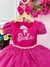 Vestido Infantil Barbie Pink Saia Glitter Laço Cinto Pérolas Sku: 0988PK - comprar online