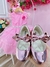 Vestido Infantil Barbie Rosa Glitter Cinto Strass Broche Flor Sku: 4049RS