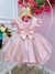 Vestido Infantil Rose C/ Aplique de Borboletas Laço e Glitter Sku: 20024RE - cade meu castelo