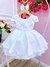 Vestido Infantil Branco C/ Aplique Borboletas Laço e Pérolas Sku: 20067BR - comprar online