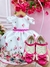Vestido Infantil Branco Florido Pink e Cinto Strass Pérolas Sku: 2256BP