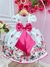 Vestido Infantil Branco Florido Pink e Cinto Strass Pérolas Sku: 2256BP - cade meu castelo