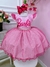 Vestido infantil Barbie Rosa Babados Glitter Brilho luxo Sku: 4229BB