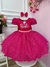 Vestido Infantil Barbie Pink Saia Glitter Laço Cinto Pérolas Sku: 0988PK