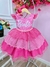 Vestido infantil Barbie Rosa Babados Saia Glitter Brilho Sku: 4230RT - comprar online