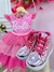 Vestido infantil Barbie Rosa Babados Saia Glitter Brilho Sku: 4230RT