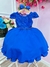 Vestido Infantil Azul Royal C/ Laço e Renda Cinto de Pérolas Sku: 1053AT