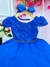 Vestido Infantil Azul Royal C/ Laço e Renda Cinto de Pérolas Sku: 1053AT - comprar online
