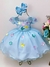 Vestido Infantil Azul C/ Aplique Borboletas Flores Pérolas Sku: 1162AZ