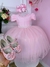 Vestido Infantil Rosa C/ Pérolas no Peito e Cinto Luxo Sku: 3576RS