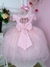 Vestido Infantil Rosa C/ Pérolas no Peito e Cinto Luxo Sku: 3576RS na internet