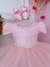 Vestido Infantil Rosa C/ Pérolas no Peito e Cinto Luxo Sku: 3576RS - cade meu castelo