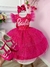 Vestido infantil Barbie Pink Babados Glitter Brilho luxo Sku: 4208PK
