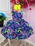 Vestido Infantil Barbie Azul Marinho Neon C/ Broche de Laço Sku: 1219AM
