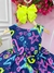 Vestido Infantil Barbie Azul Marinho Neon C/ Broche de Laço Sku: 1219AM na internet