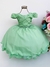 Vestido Infantil Verde Cinto de Pérolas Casamento Luxo Sku: 7504V