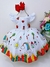 Vestido Infantil Branco Aquarela Com Cinto de Pérolas Luxo Sku: 40639BR