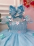 Imagem do Vestido Infantil Azul Peito Plissado Com Flores Borboleta Sku: 3582AZ