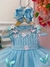 Vestido Infantil Azul Peito Plissado Com Flores Borboleta Sku: 3582AZ - comprar online