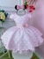 Vestido Infantil Rosa C/ Bolinhas Minnie C/ Aplique de Laço Sku: 0787RS