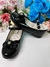 Sapatinho Preto Verniz Com Lacinho e Flor Strass Sku: 0737PT