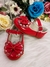 Sapatinho Vermelho Verniz Com Lacinho Duplo e Strass Sku: 2043VM