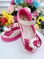 Sapatinho Salto Tratorado Off White e Rosa Barbie C/ Lacinho Sku: 832WT