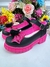 Sapatinho Salto Tratorado Preto e Pink da Barbie C/ Lacinho Sku: 832PF