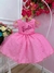 Vestido Infantil Barbie Rosa Chiclete C/ Glitter e Estrelas Sku: 1209RT - cade meu castelo