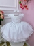 Vestido Infantil Branco C/ Aplique Borboletas Laço e Pérolas Sku: 20067BR
