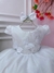 Vestido Infantil Branco C/ Aplique Borboletas Laço e Pérolas Sku: 20067BR - comprar online