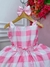 Vestido Infantil Barbie Xadrez Rosa Bebê Com Laço Sku: 3357RS na internet