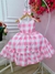 Vestido Infantil Barbie Xadrez Rosa Bebê Com Laço Sku: 3357RS - cade meu castelo