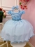 Vestido Infantil Azul Bebê C/ Renda e Cinto de Pérolas Tiara Sku: 1053AC