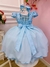 Vestido Infantil Azul Bebê C/ Renda e Cinto de Pérolas Tiara Sku: 1053AC na internet